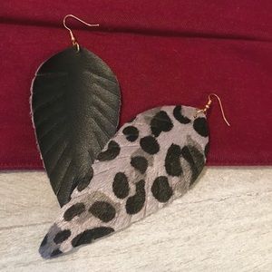 Faux Cowhide Leopard Earrings
